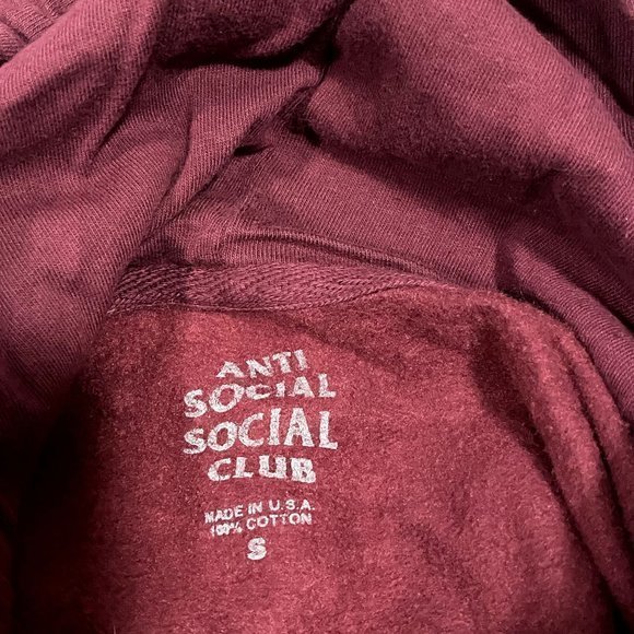 Anti Social Social Club Lost‎ Feelies Maroon Hoodie Size Small - Picture 5 of 7